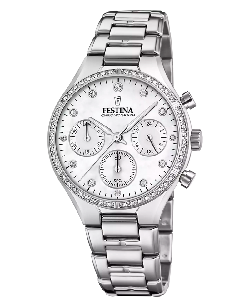 Festina Boyfriend F20401/1 reloj mujer acero gris esfera blanca cronógrafo