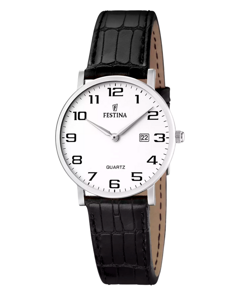 Festina Classics F16477/1 reloj mujer acero blanco piel negra