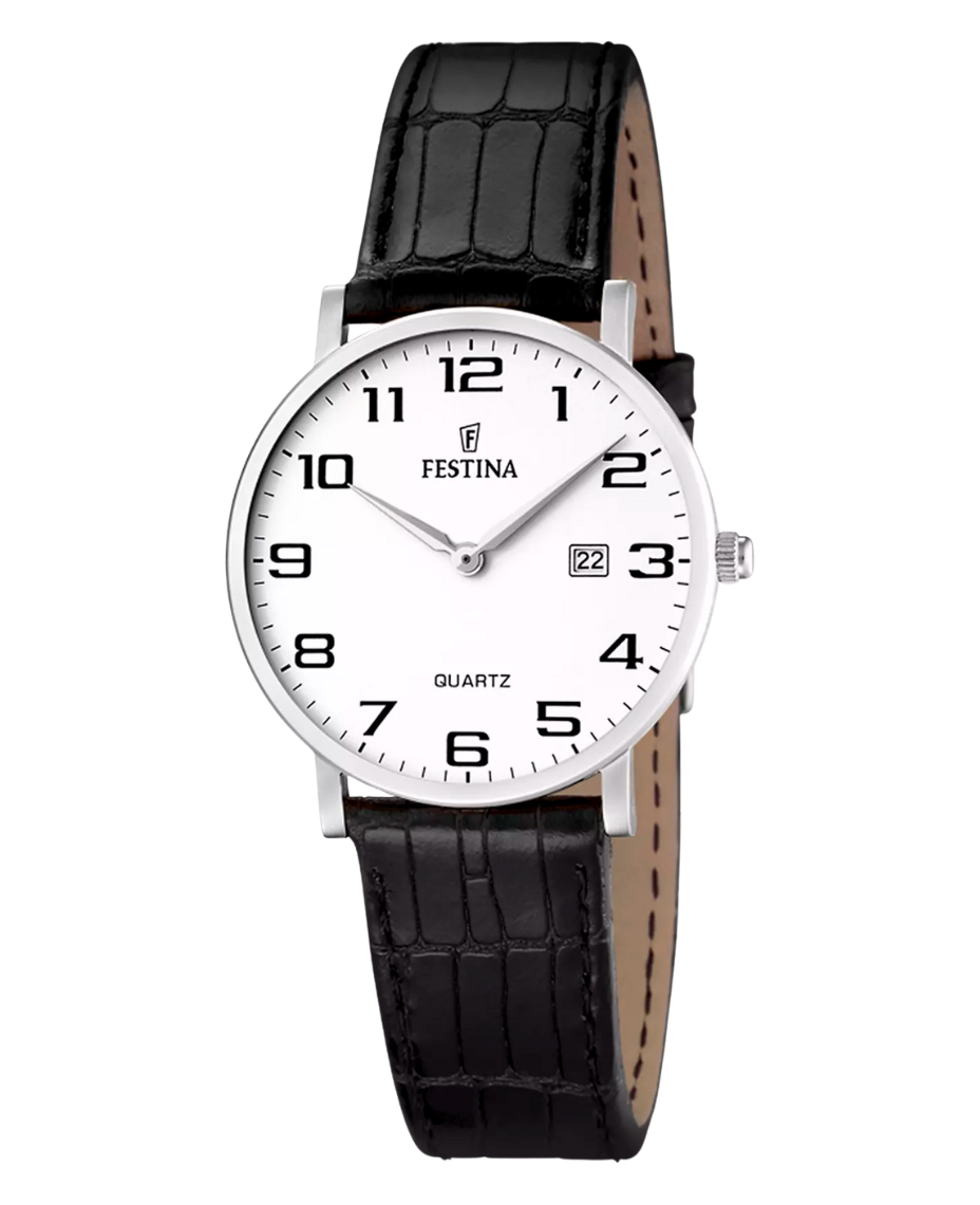 Festina Classics F16477/1 reloj mujer acero blanco piel negra