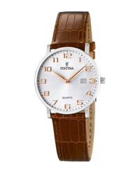Festina Classics F16477/2 reloj mujer acero plateado correa piel marrón