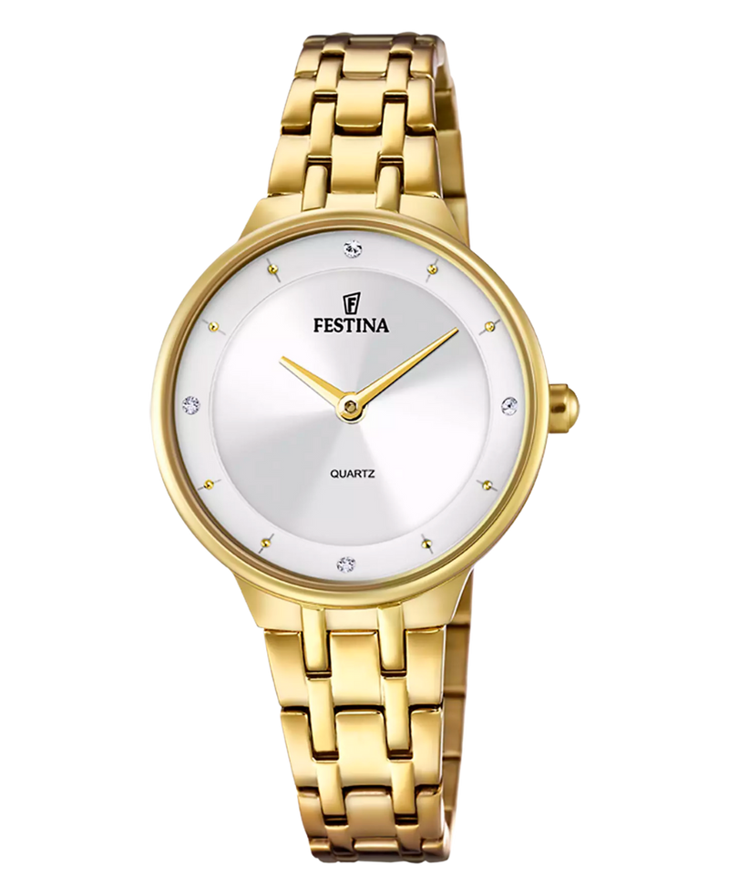 Festina Mademoiselle F20601/1 reloj mujer acero plateado pulsera dorada