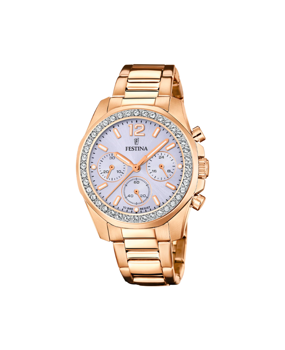 Festina Rainbow F20639/9 reloj mujer acero cronógrafo esfera azul pulsera rosa