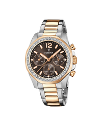 Festina Rainbow F20608/1 reloj mujer acero cronógrafo esfera marrón pulsera plateada