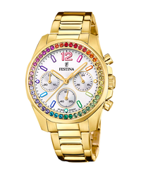 Festina Rainbow F20609/2 reloj mujer acero dorado esfera blanca cronógrafo