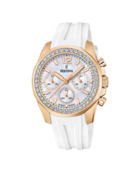 Festina Rainbow F20611/1 reloj mujer acero cronógrafo esfera blanca correa caucho