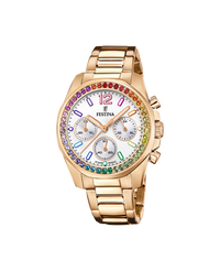 Festina Rainbow F20639/2 reloj mujer acero inoxidable esfera plateada pulsera rosa cronógrafo