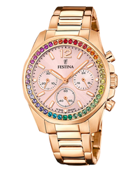 Festina Rainbow F20639/4 reloj mujer acero inoxidable cronógrafo esfera rosa pulsera armys