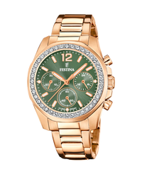 Festina Rainbow F20639/A reloj mujer acero cronógrafo esfera verde pulsera rosa