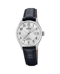 Festina Swiss Made F20009/5 reloj mujer acero plateado correa piel negra