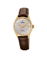 Festina Swiss Made F20011/2 reloj mujer acero gris correa piel marrón
