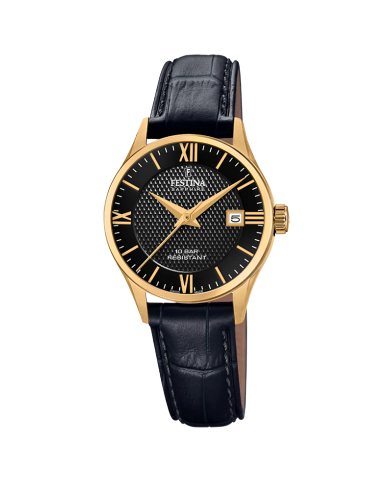 Festina Swiss Made F20011/4 reloj mujer acero negro con correa piel