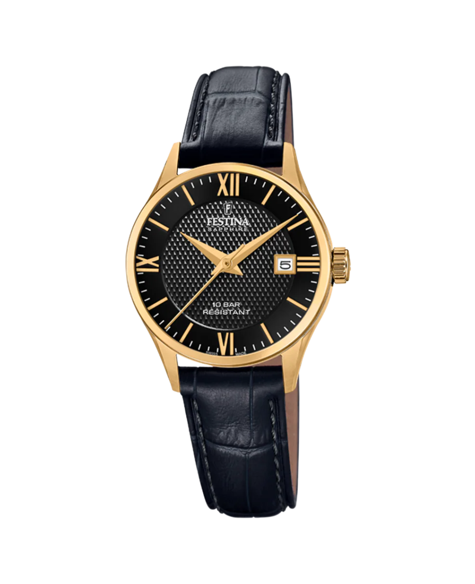Festina Swiss Made F20011/4 reloj mujer acero negro con correa piel