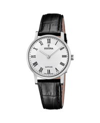 Festina Swiss Made F20013/2 reloj mujer acero inoxidable esfera blanca correa piel negra