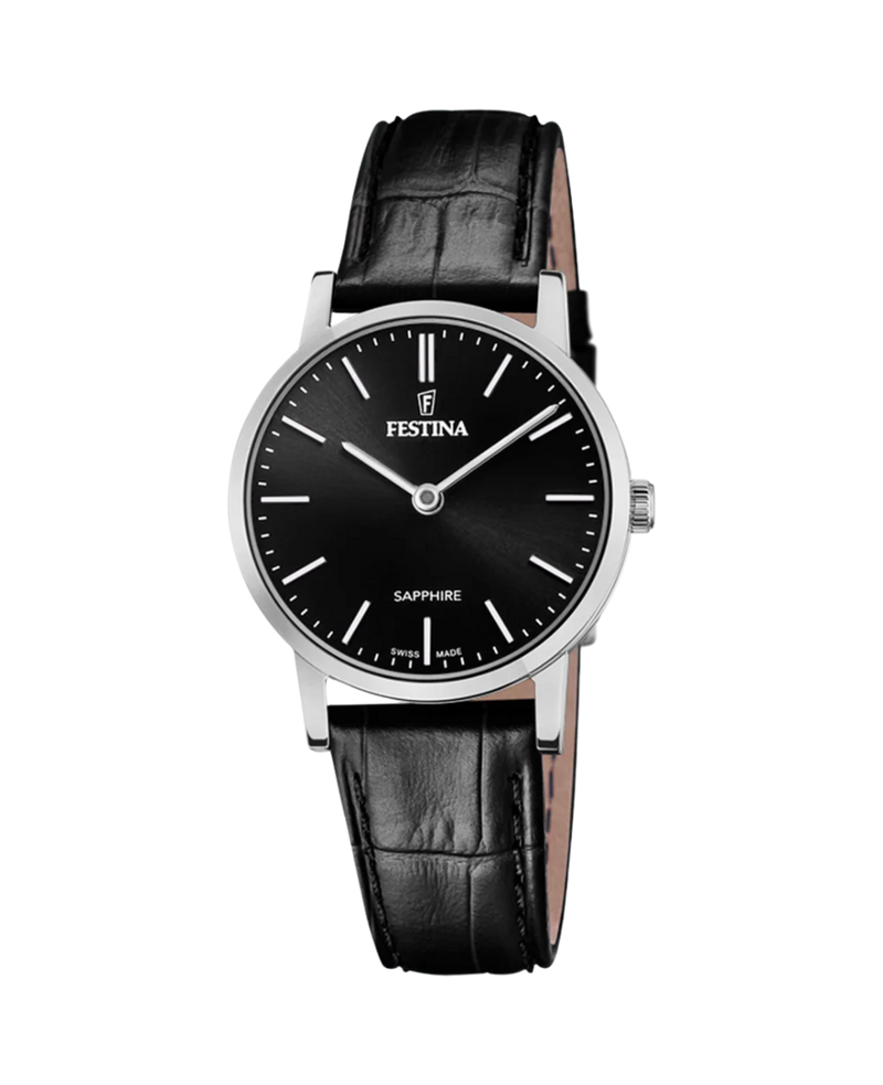 Festina Swiss Made F20013/4 reloj mujer acero negro con correa de piel