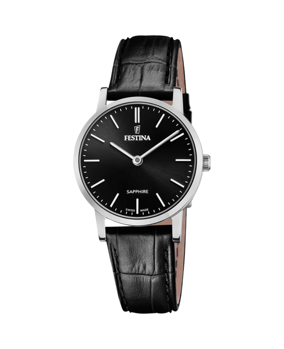 Festina Swiss Made F20013/4 reloj mujer acero negro con correa de piel
