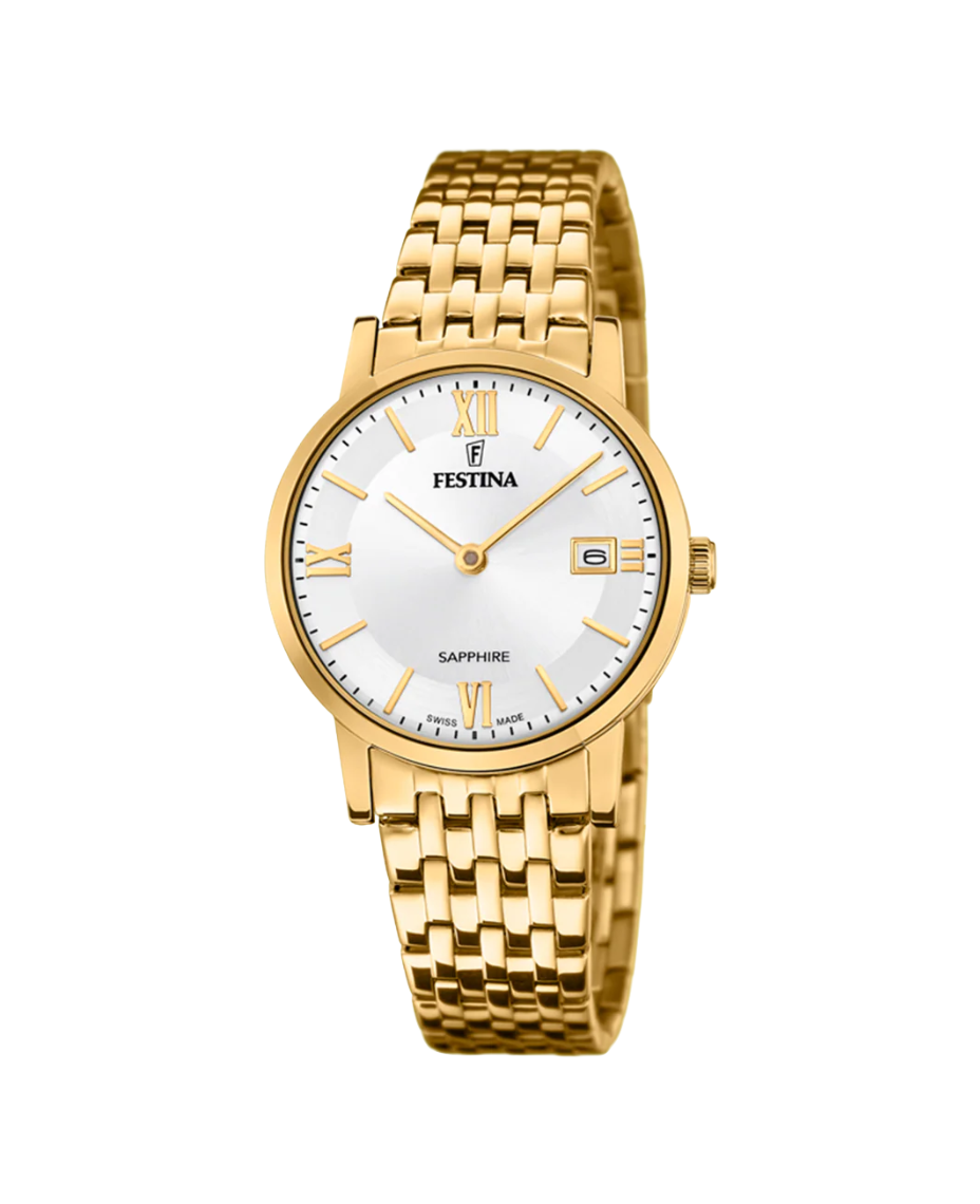 Festina Swiss Made F20021/1 reloj mujer acero plateado dorado bicolor