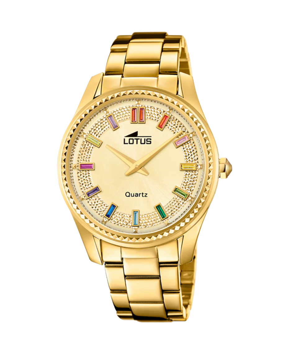 Lotus Bliss 18902/2 reloj mujer acero inoxidable pulsera dorada esfera beige elegante