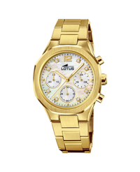 Lotus Excellent 18871/1 reloj mujer cronógrafo acero dorado esfera blanca
