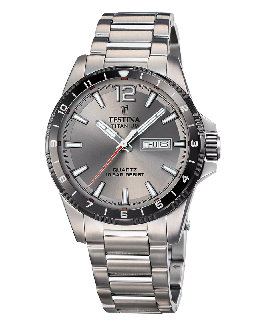 Festina F20698/1 reloj hombre titanio gris deportivo 43mm esfera gris