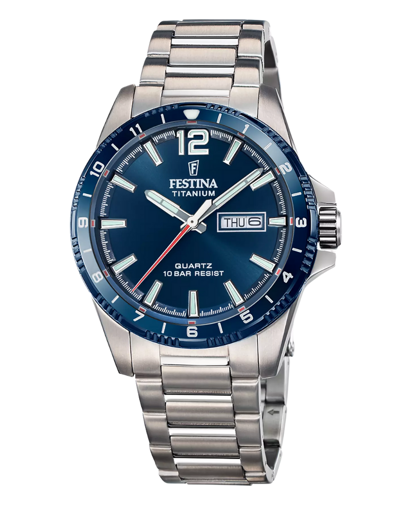 Festina F20698/2 reloj hombre titanio esfera azul gris
