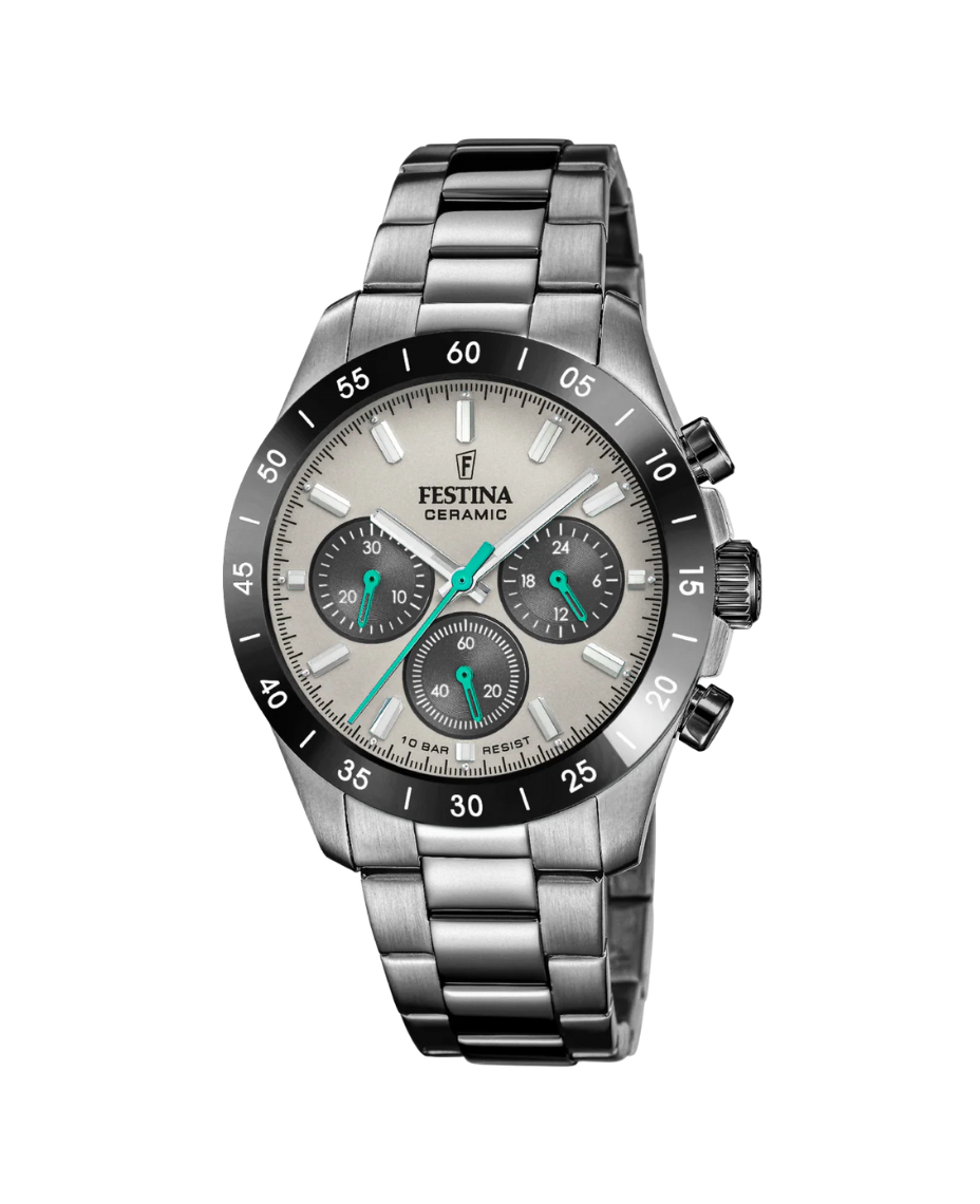 Festina F20703/1 reloj cronógrafo unisex acero plata lavanda esfera negra