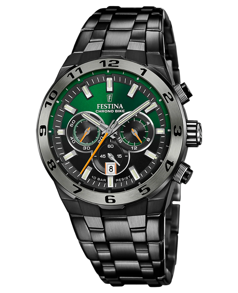 Festina Chrono Bike F20673/2 reloj hombre acero esfera verde pulsera negra