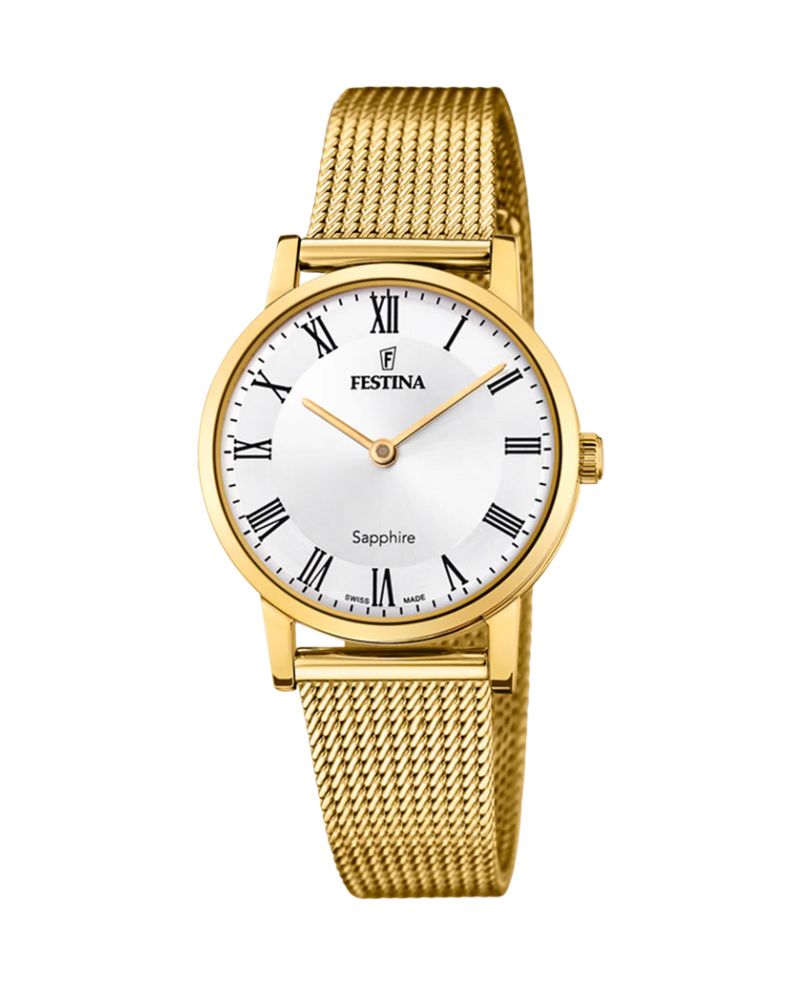 Festina F20023/4 reloj mujer acero inoxidable pulsera dorada esfera blanca