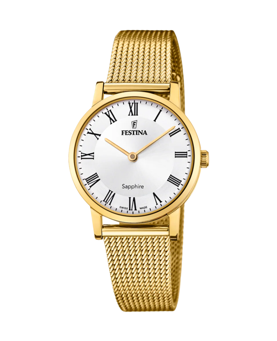 Festina F20023/4 reloj mujer acero inoxidable pulsera dorada esfera blanca