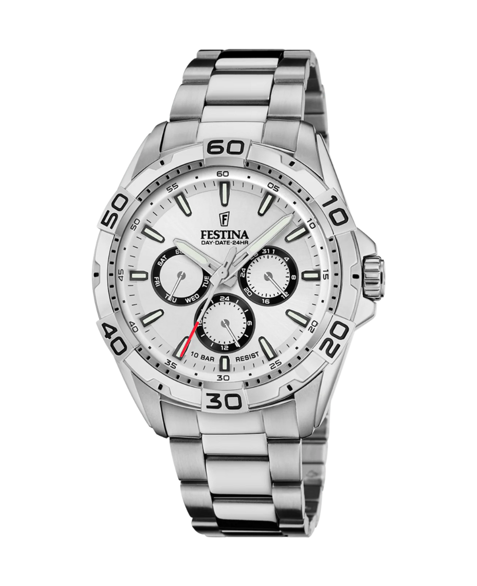 Festina F20623/1 reloj hombre acero multifunción esfera blanca 44.7mm