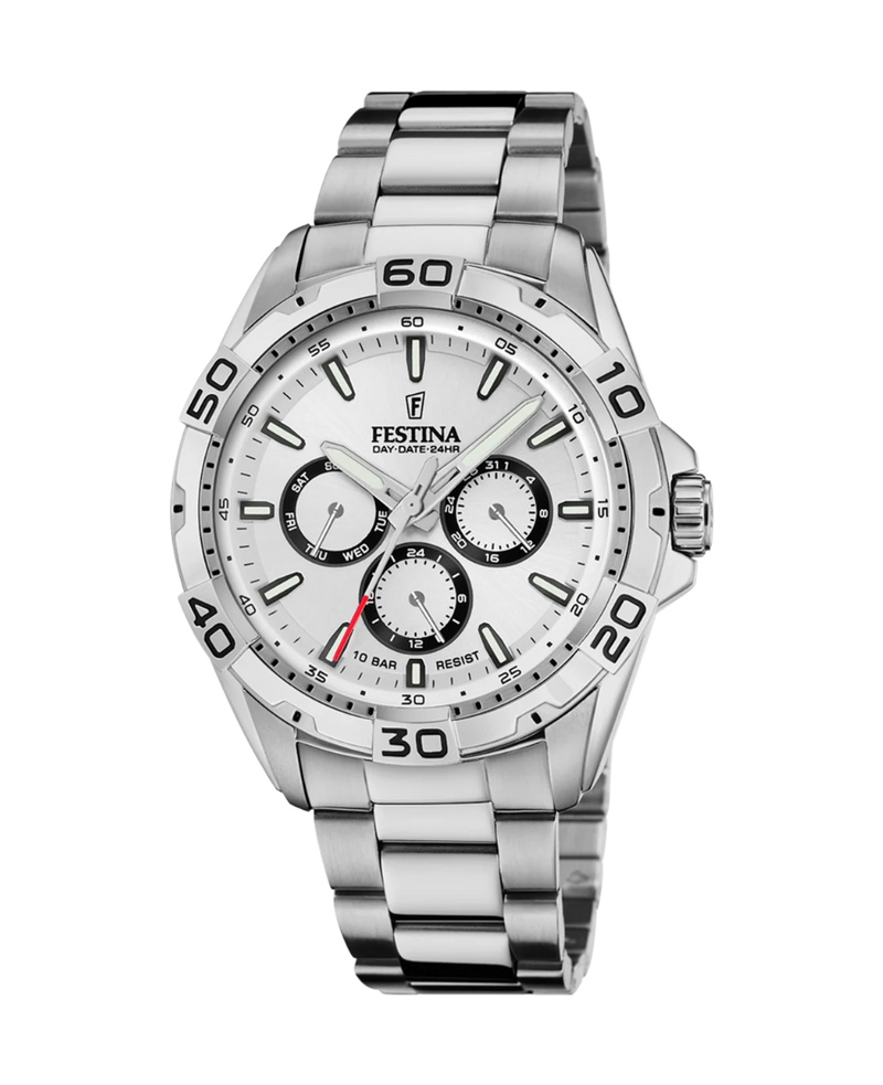 Festina F20623/1 reloj hombre acero multifunción esfera blanca 44.7mm