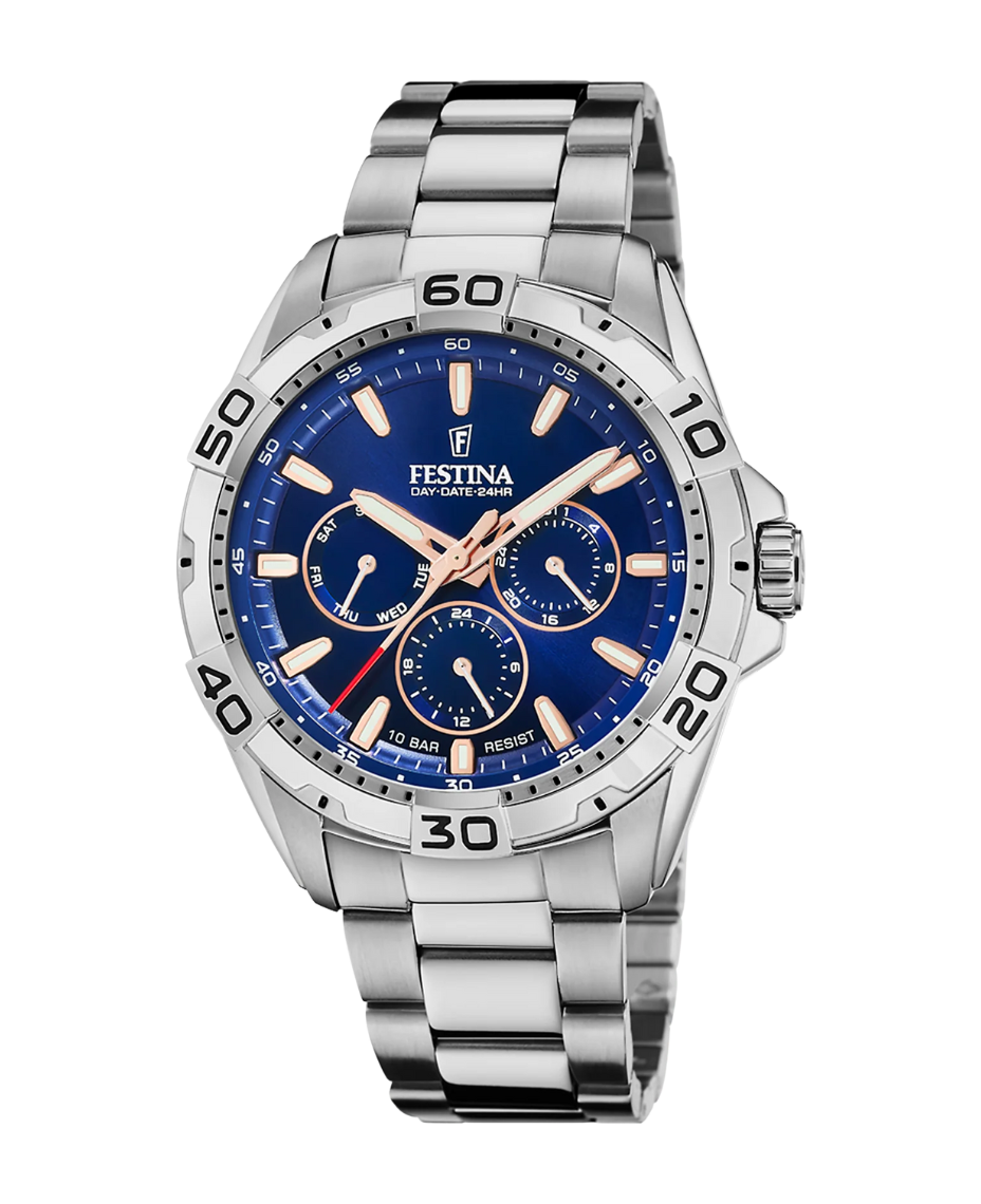 Festina F20623/2 reloj hombre acero multifunción esfera azul