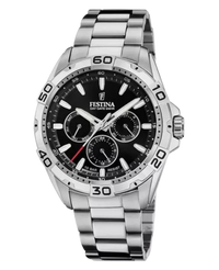 Festina F20623/5 reloj hombre acero multifunción esfera negra pulsera plateado