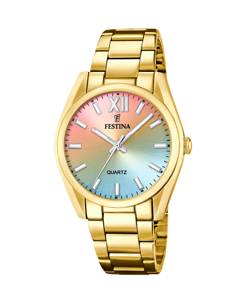Festina F20640/7 reloj mujer acero inoxidable pulsera dorada esfera multicolor