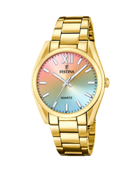 Festina F20640/7 reloj mujer acero inoxidable pulsera dorada esfera multicolor