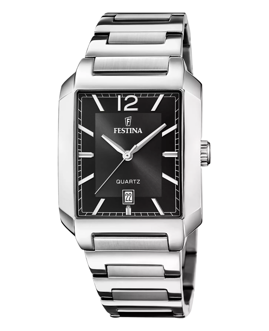 Festina F20677/4 reloj hombre acero inoxidable esfera negra pulsera plateada