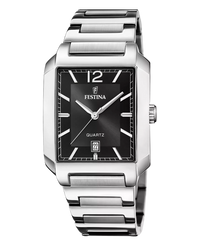Festina F20677/4 reloj hombre acero inoxidable esfera negra pulsera plateada