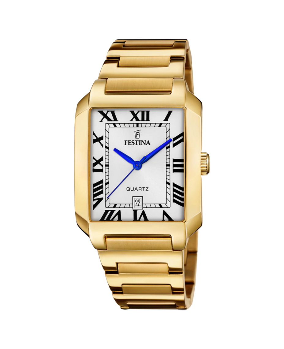Festina F20678/1 reloj hombre acero inoxidable dorado esfera plateada 40.5mm