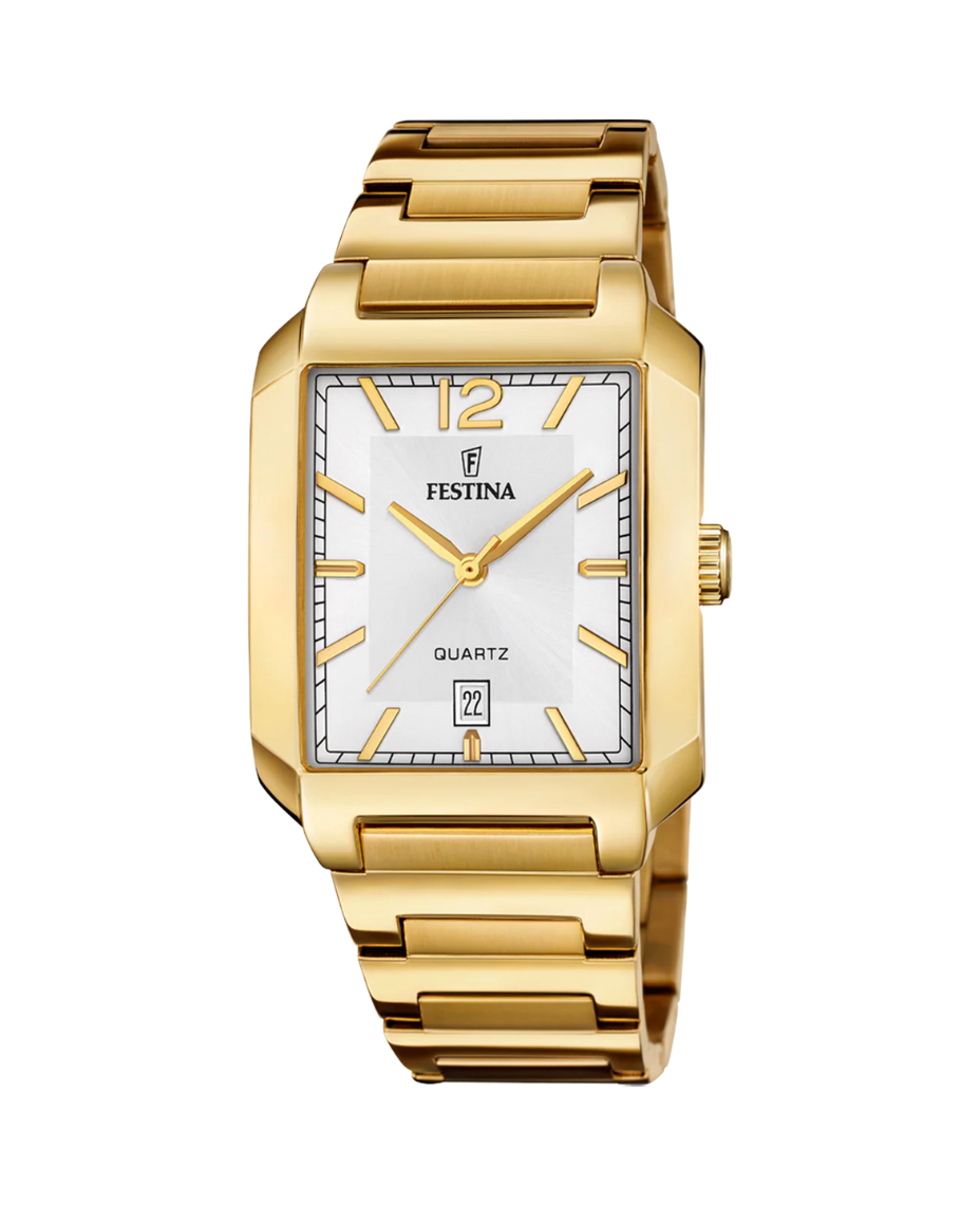 Festina F20678/2 reloj hombre acero inoxidable esfera plateada pulsera dorada