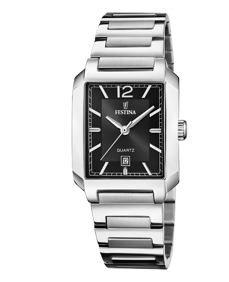 Festina F20679/4 reloj mujer acero inoxidable esfera negra pulsera plateada