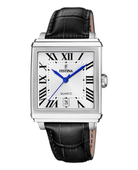 Festina F20681/1 reloj hombre acero inoxidable esfera plateada correa piel negra