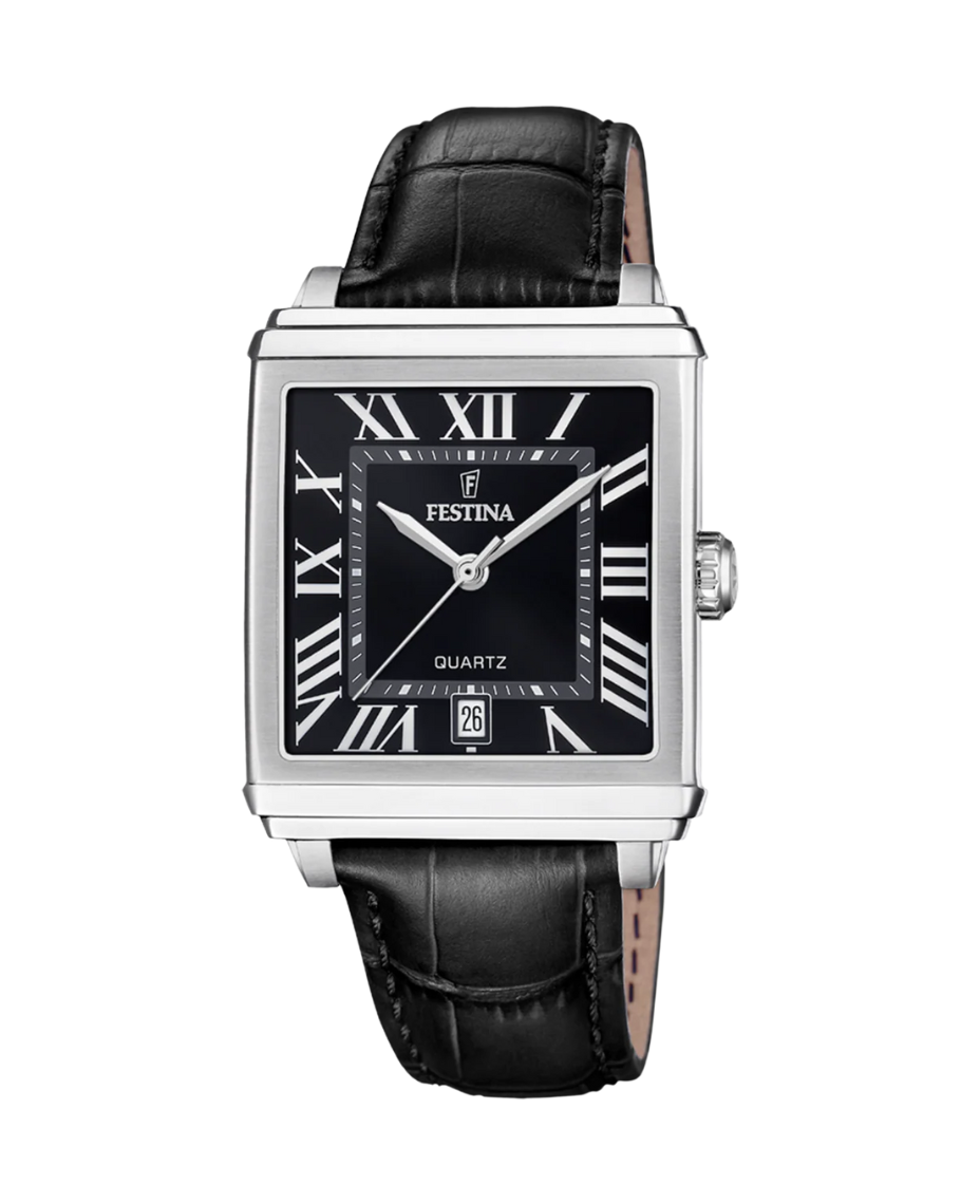 Festina F20681/3 reloj hombre acero inoxidable esfera negra correa piel