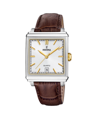 Festina F20681/4 reloj hombre acero inoxidable esfera plateada correa piel marrón