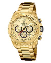 Festina F20684/1 reloj hombre cronógrafo acero dorado esfera beige