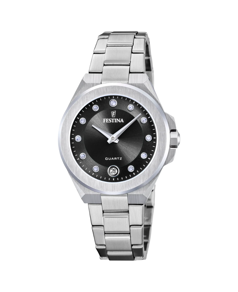 Festina F20700/6 reloj mujer acero inoxidable esfera negra pulsera plateado