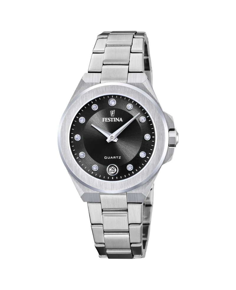 Festina F20700/6 reloj mujer acero inoxidable esfera negra pulsera plateado