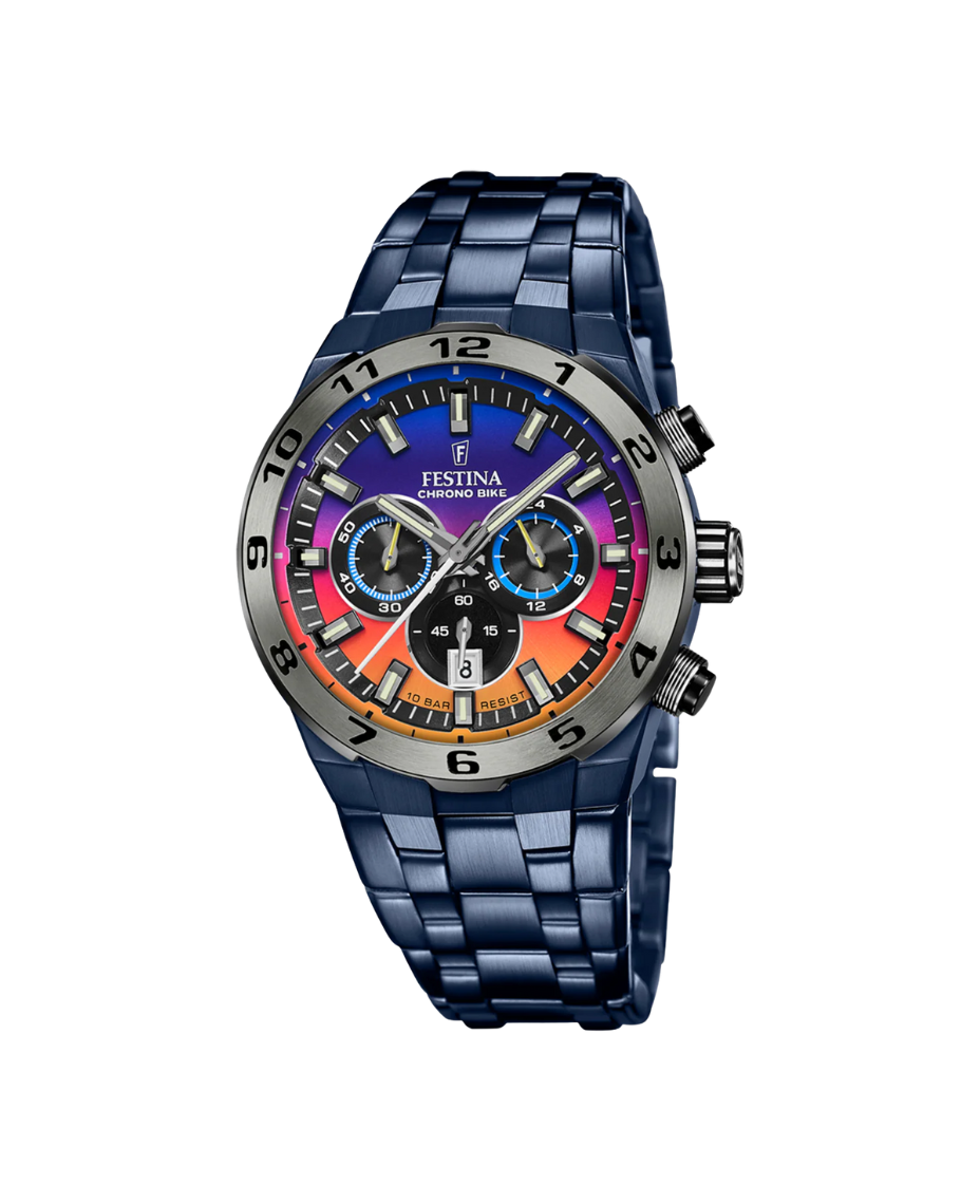 Festina cronógrafo F20709/1 reloj hombre acero pulsera azul deportivo