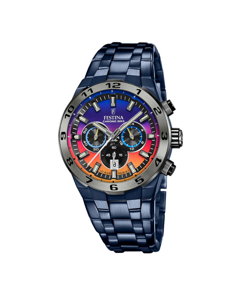 Festina cronógrafo F20709/1 reloj hombre acero pulsera azul deportivo