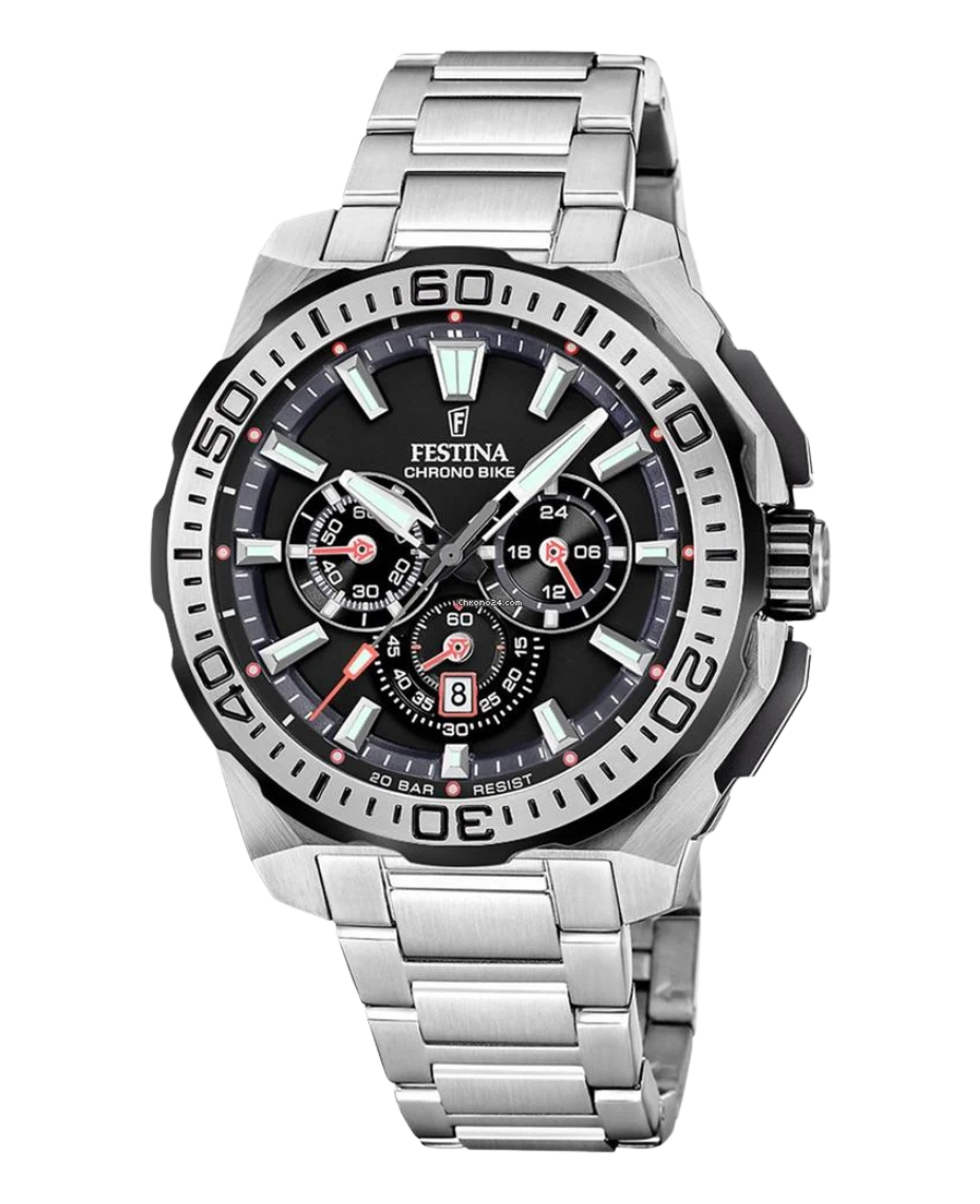 Festina F20724/7 reloj cronógrafo hombre acero inoxidable esfera negra