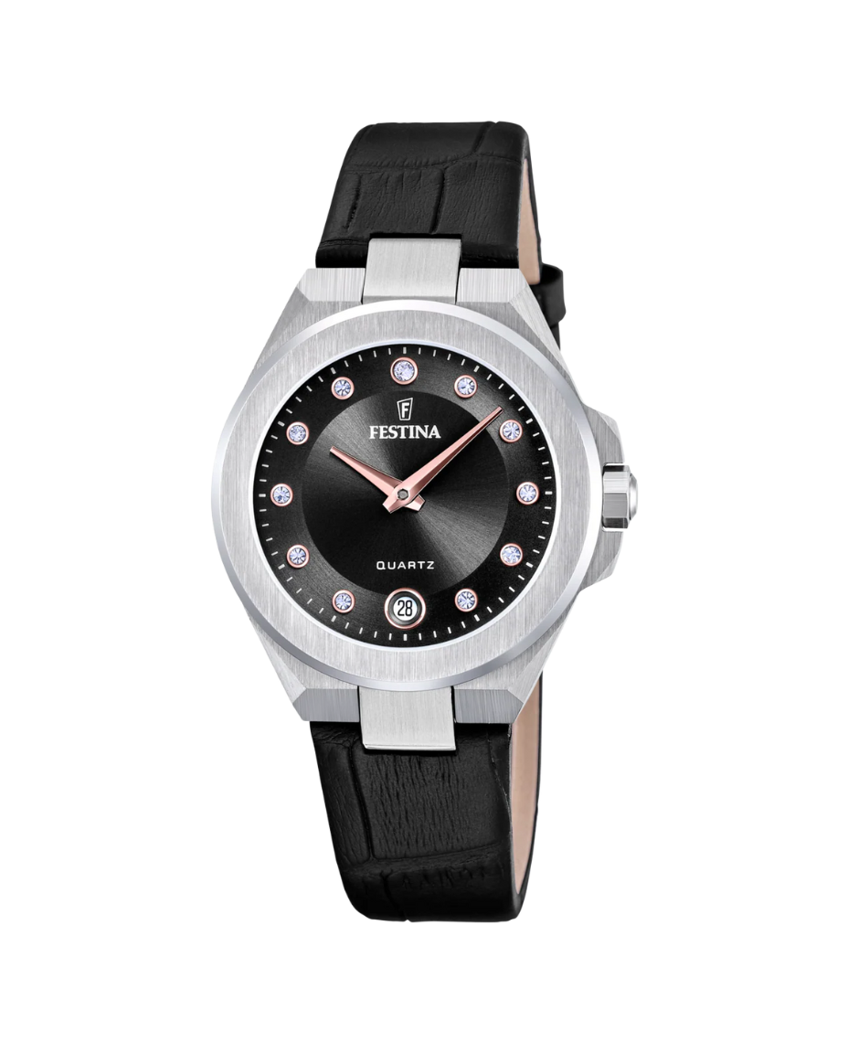 Festina Mademoiselle F20701/5 reloj mujer acero esfera negra correa piel