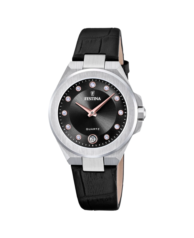 Festina Mademoiselle F20701/5 reloj mujer acero esfera negra correa piel